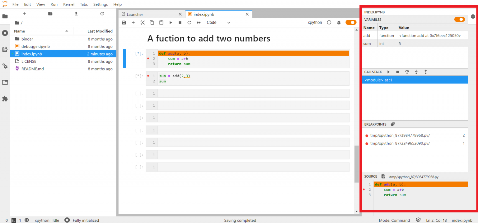 jupyterlab debug