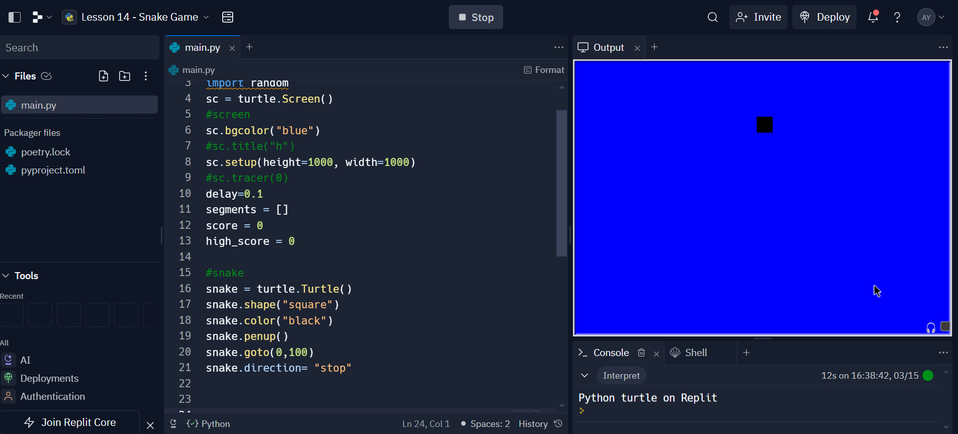 Create a Snake Game in Python using Turtle [Full Code Available]