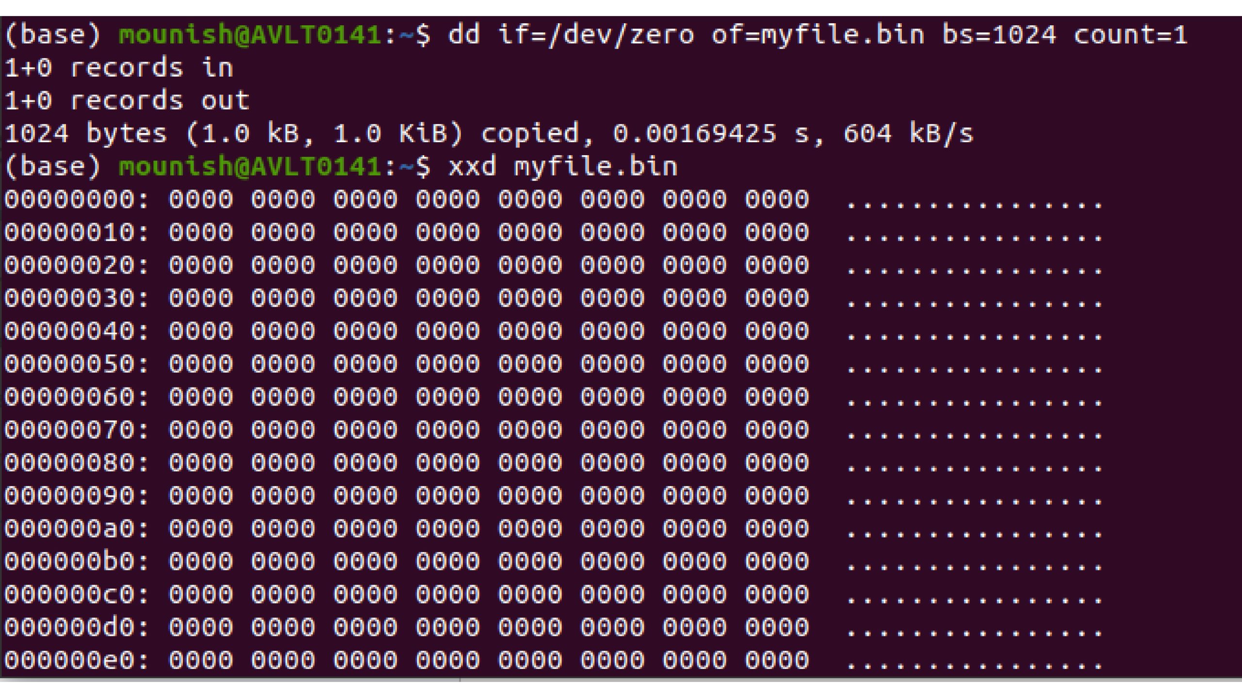 Hex-Dump mit dem Befehl xxd in Linux