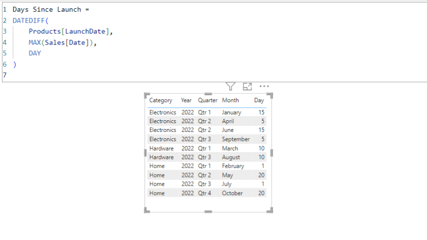 DATEDIFF DAX function