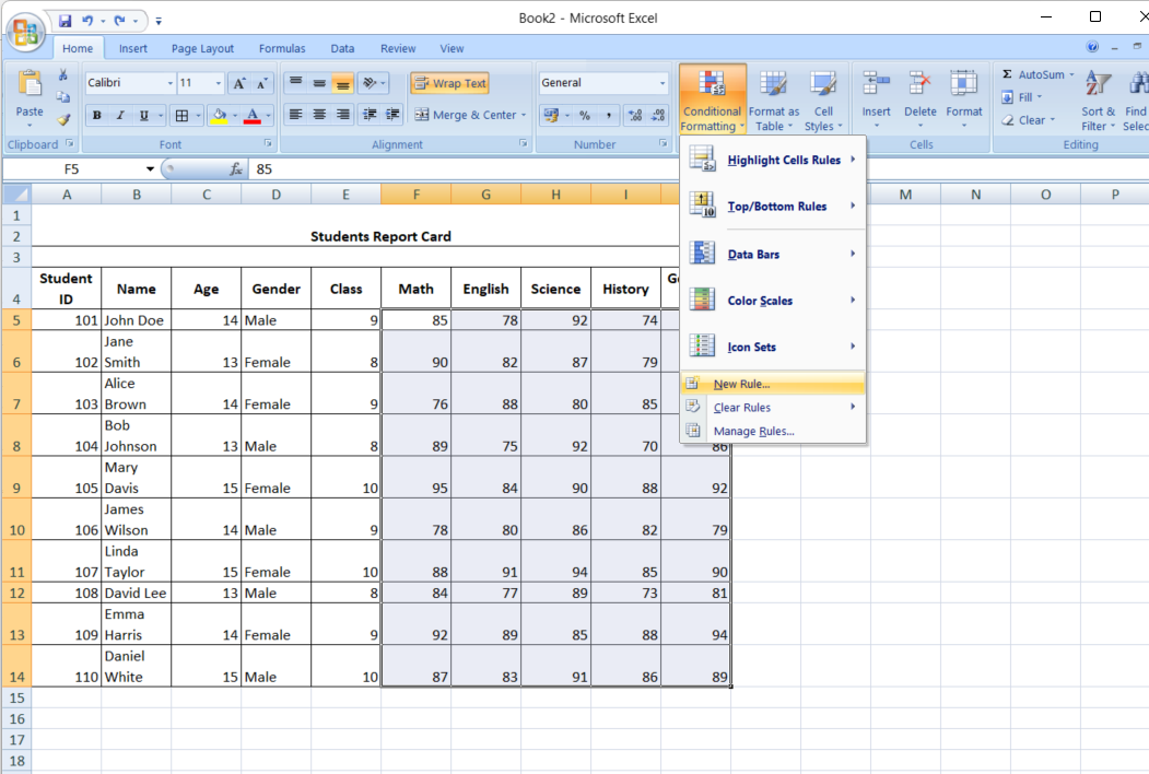 Using formulas for custom formatting