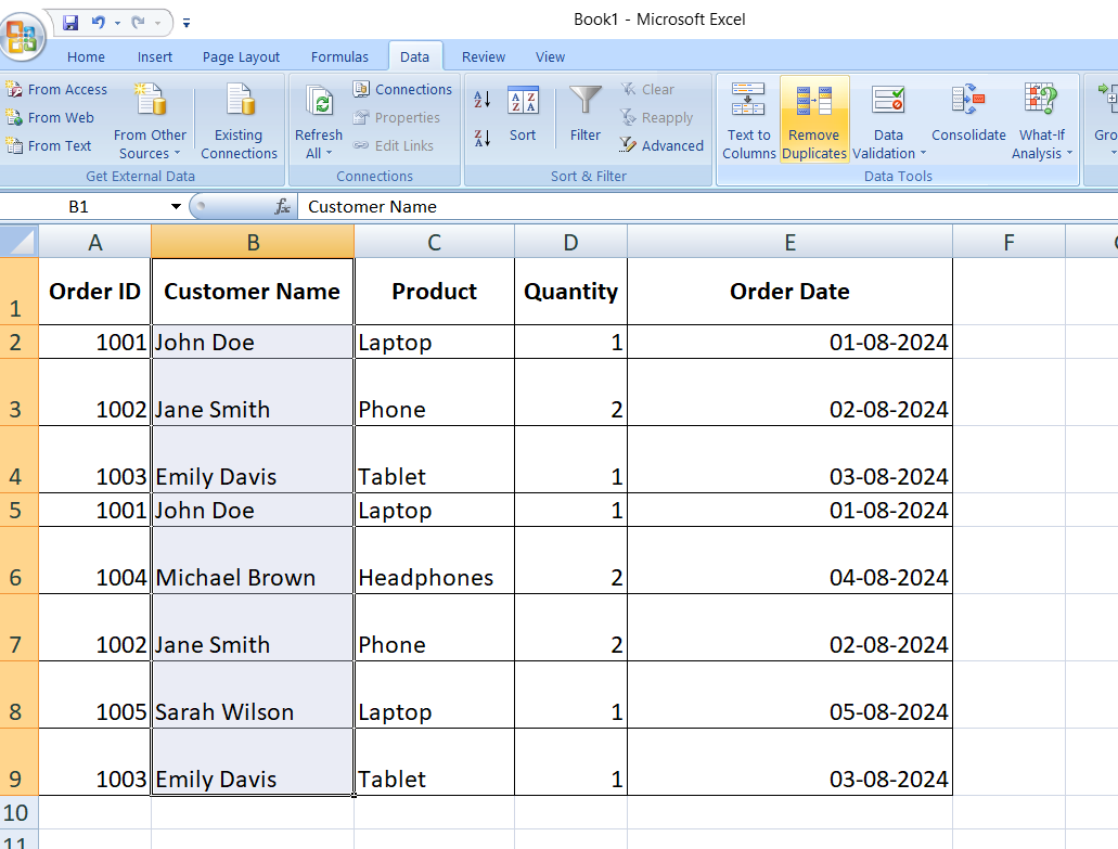 Remove Duplicates in Excel