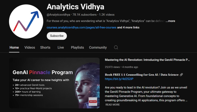 11 YouTube Channels to Learn Generative AI For Free - Analytics Vidhya