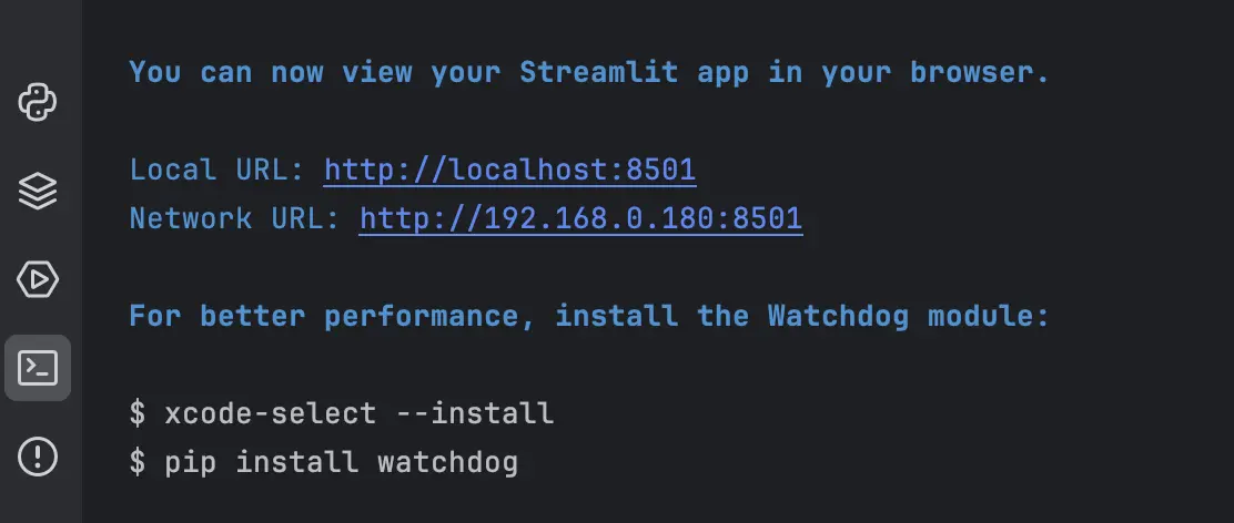 Streamlit terminal