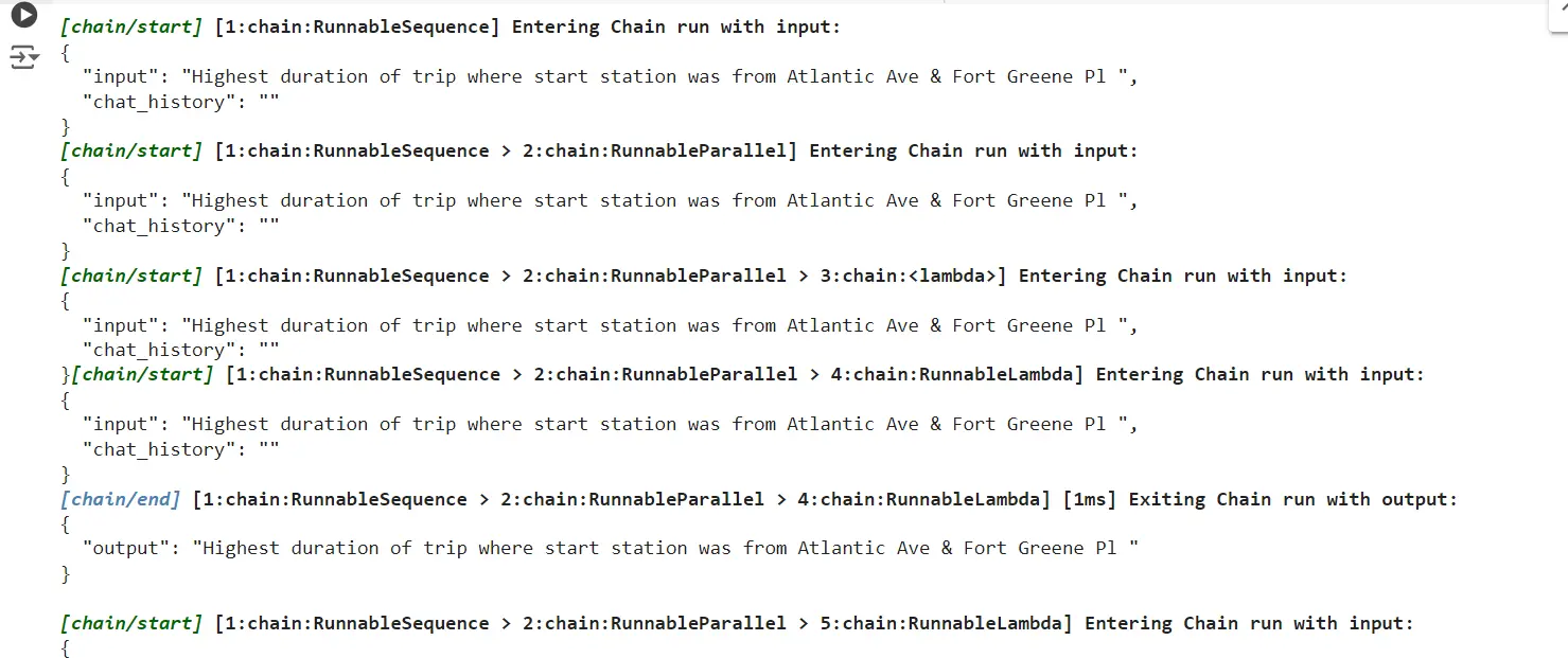 Output of Chain Execution