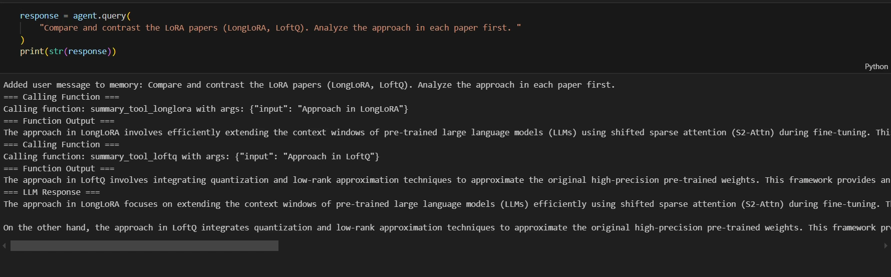 Output: Scaling Multi-Document Agentic RAG