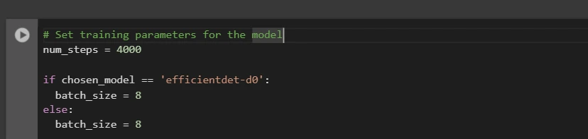 Set training parameters for the model