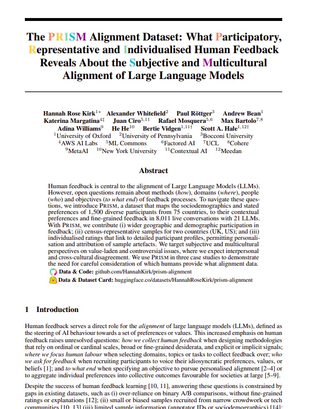 PRISM Alignment Dataset