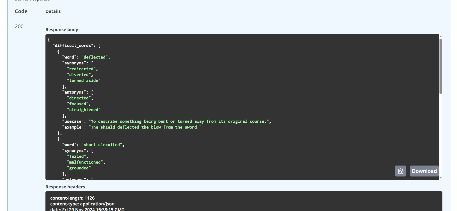 response: English Educator App API