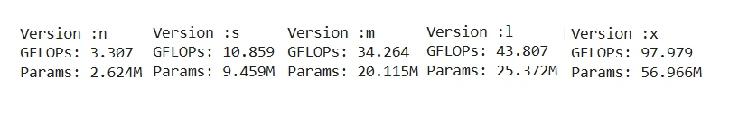 Different Versions Model Parameters