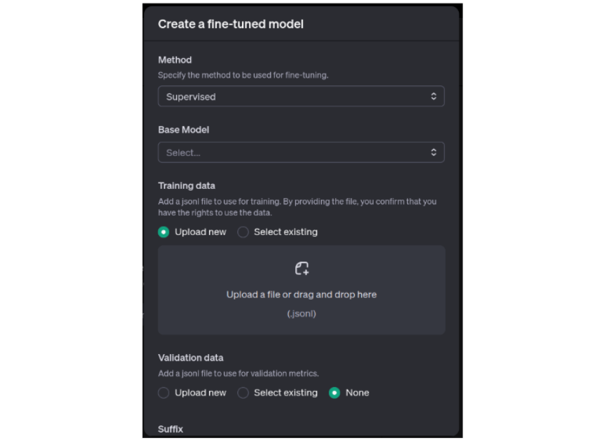 Creating a finetuned model on OpenAI Platform - 1