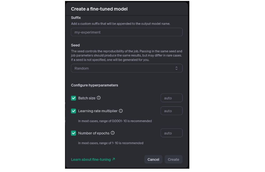 Creating a finetuned model on OpenAI Platform - 2