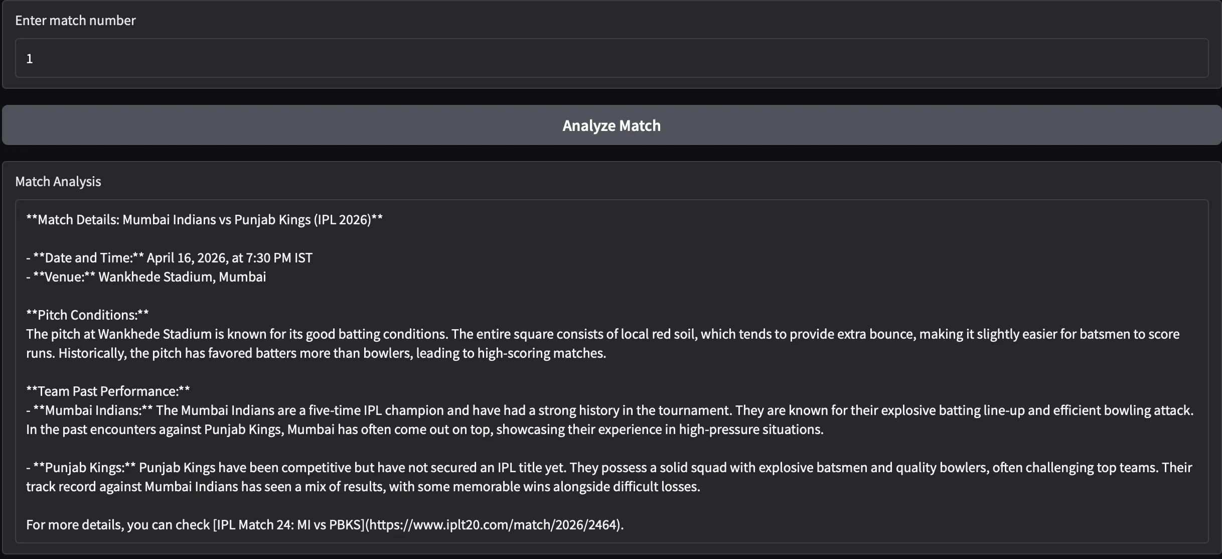 Match Analysis
