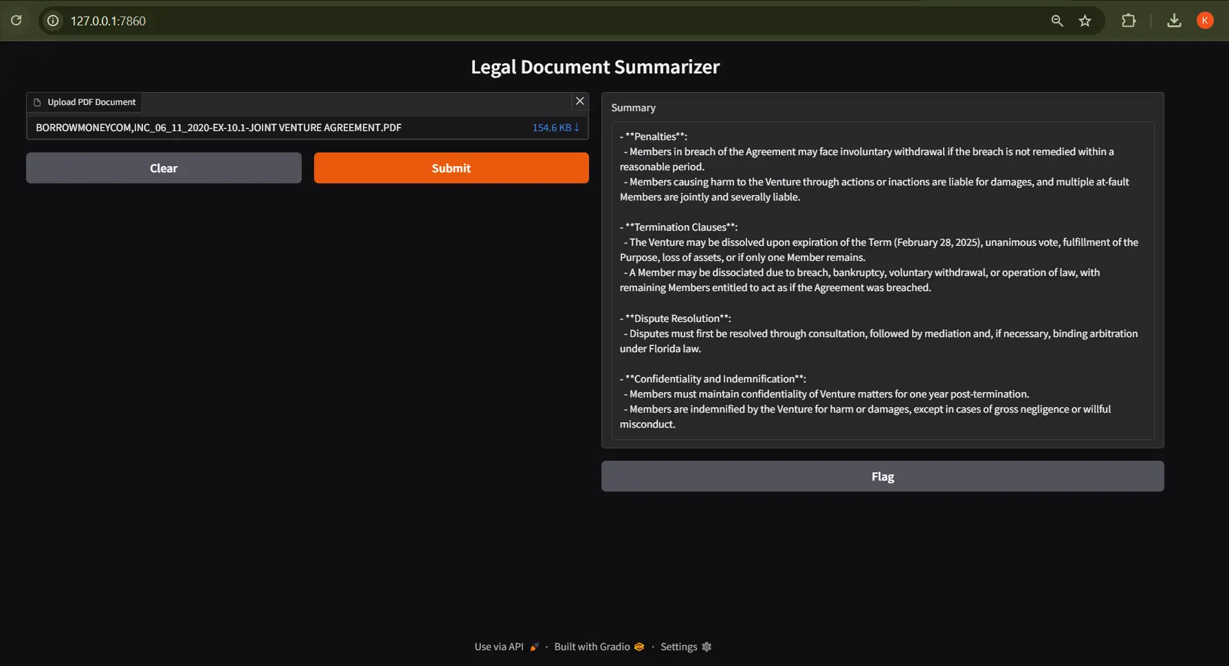 Legal Document Summarizer; DeepSeek-V3 and Gradio Using Prompt Engineering