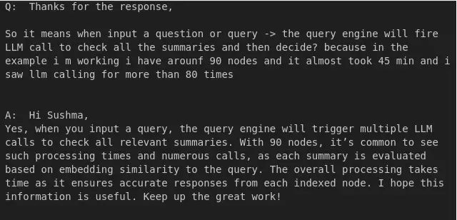 sample query output