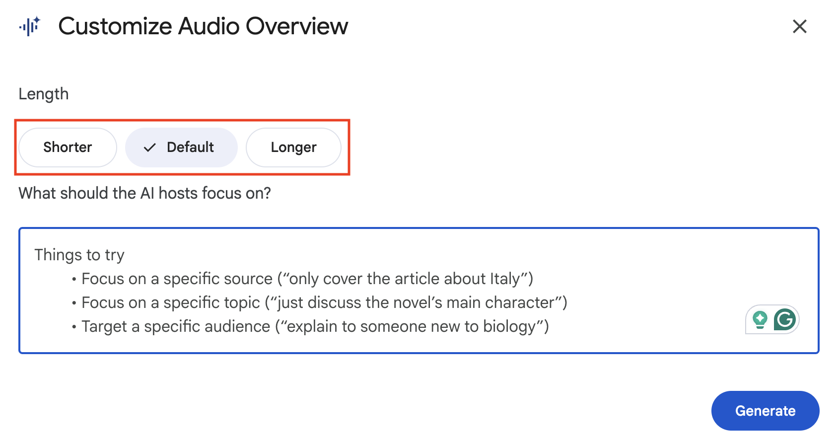Audio overview NotebookLM