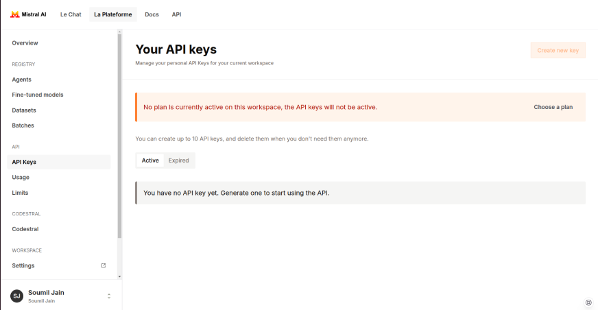 Mistral API key