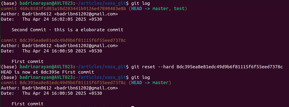 git reset