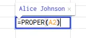 PROPER function in Excel