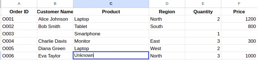 Filling missing values in Excel sheets