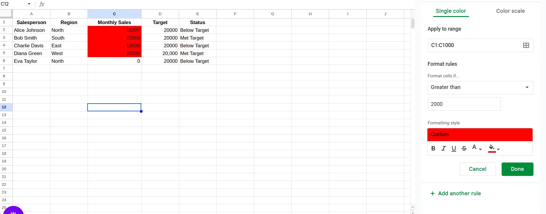 conditional formatting