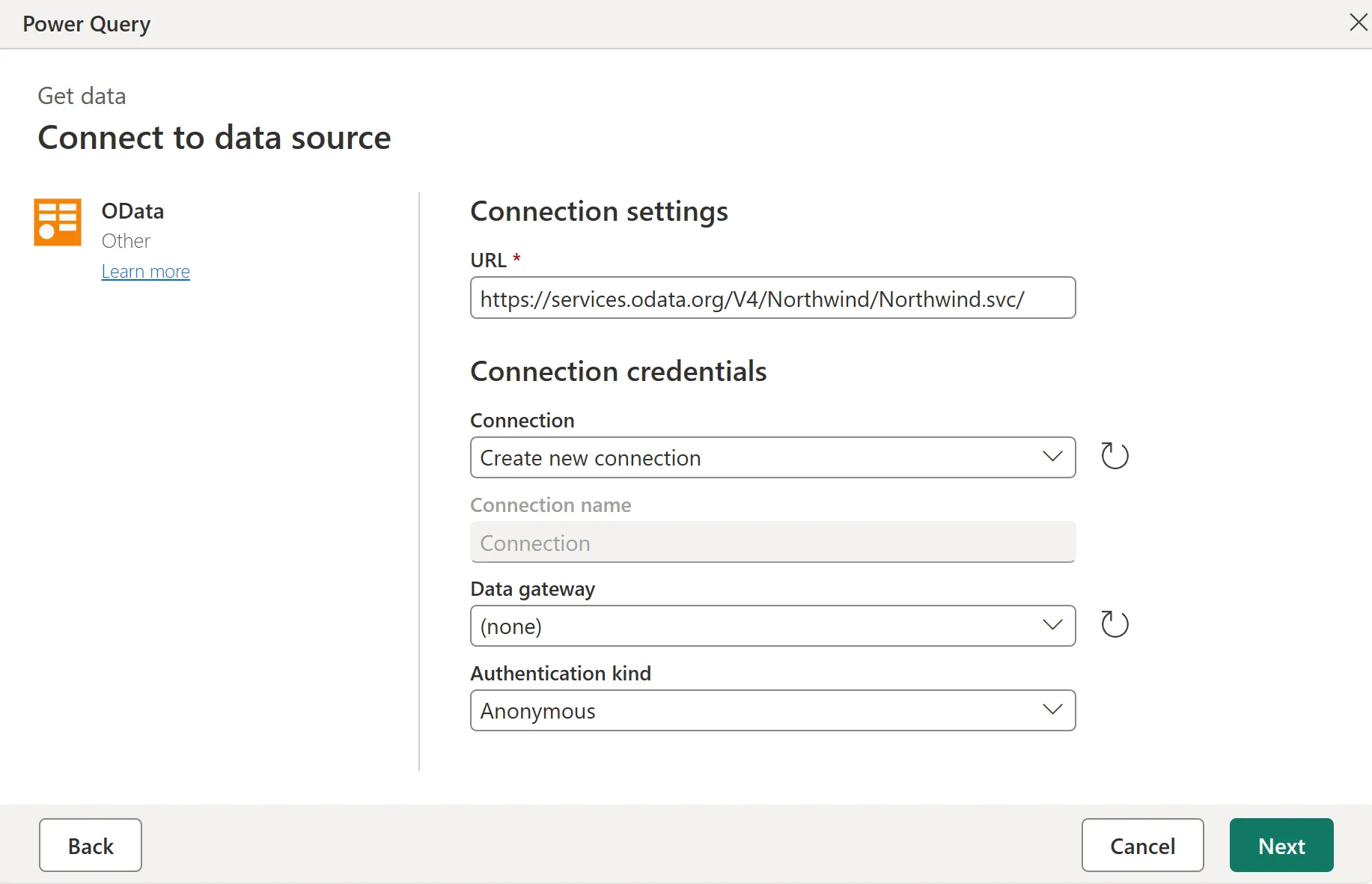 Power Query data sources