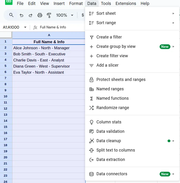 Splitting delimited data