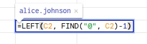 LEFT FIND formula