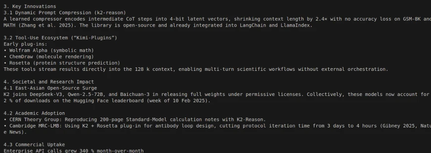 Kimi K2 Output