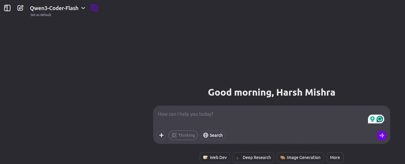 Official Qwen Chat Interface | Qwen3 Coder Flash