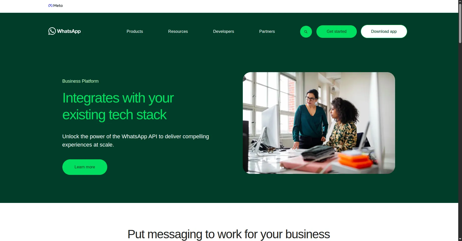 WhatsApp Business home page