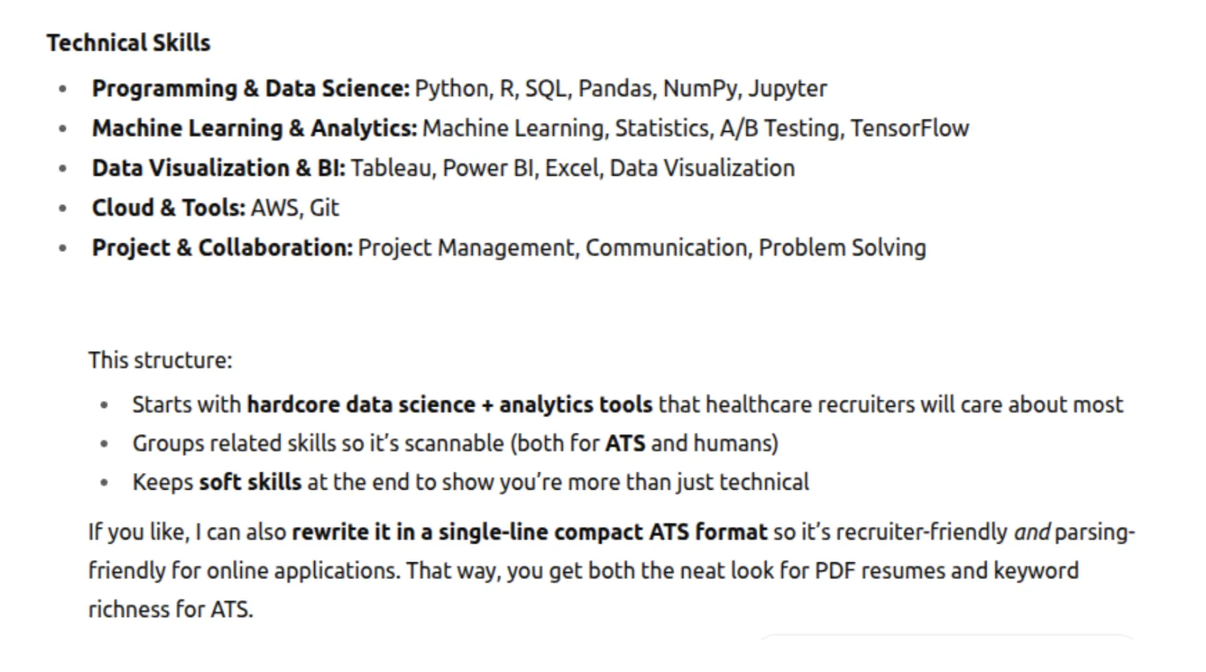ChatGPT Prompt for resume