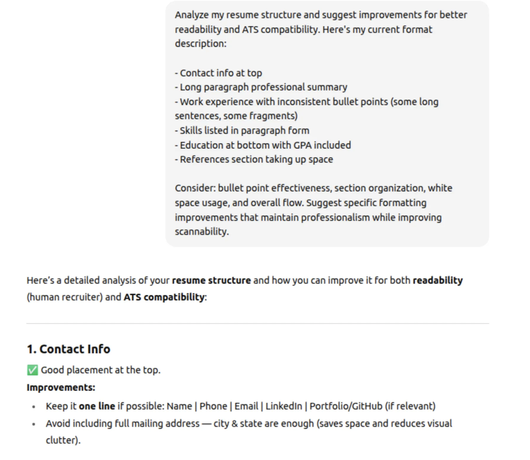 ChatGPT Prompt for resume