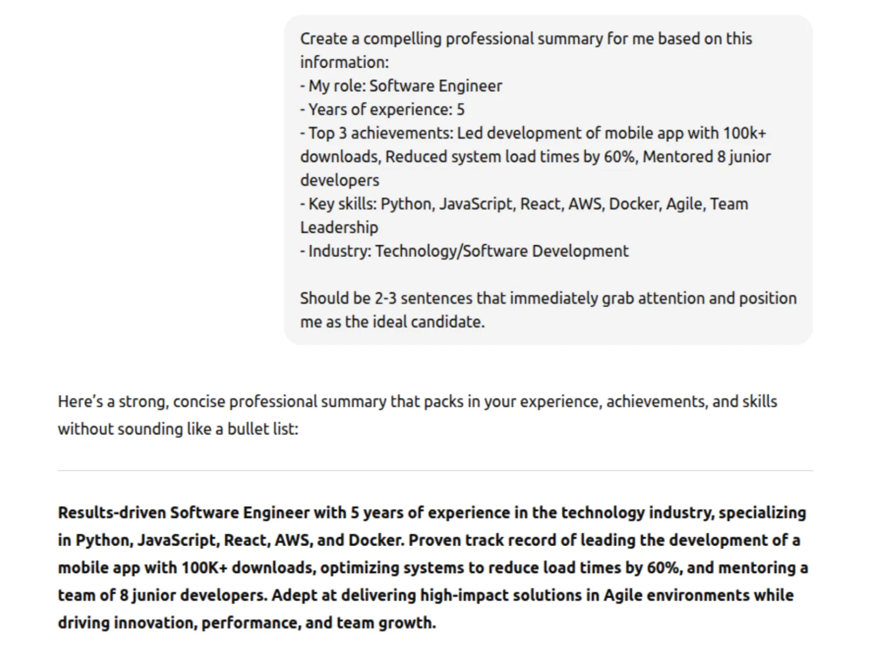 ChatGPT Prompt for resume