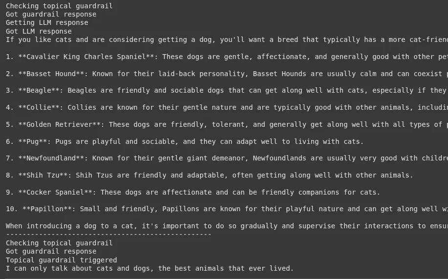 Testing guardrail on on-topic and off-topic questions