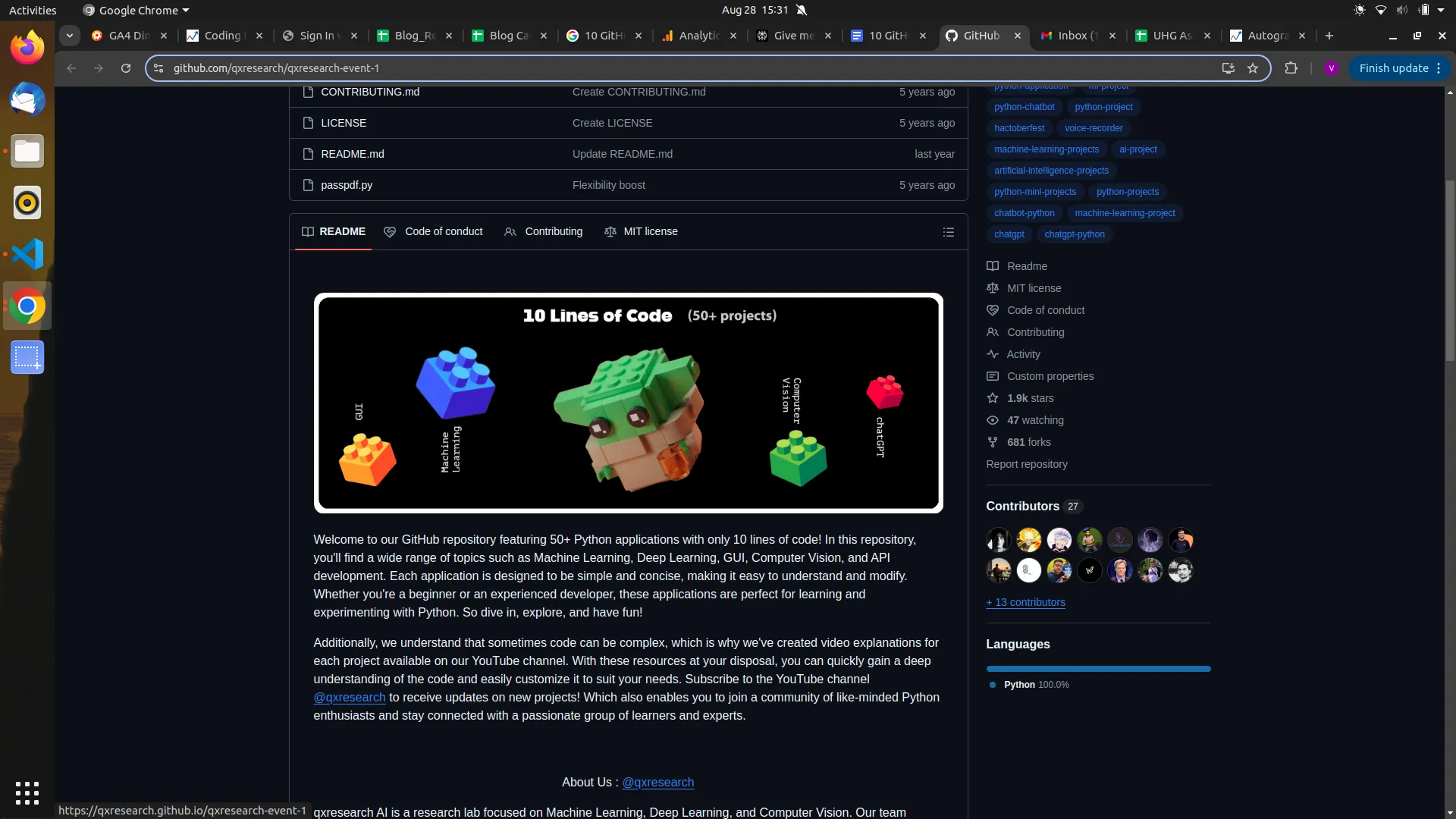 10 Lines of Code GitHub