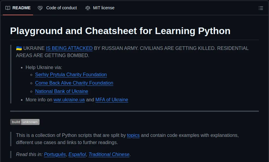 Playground and Cheatsheet for Learning Python