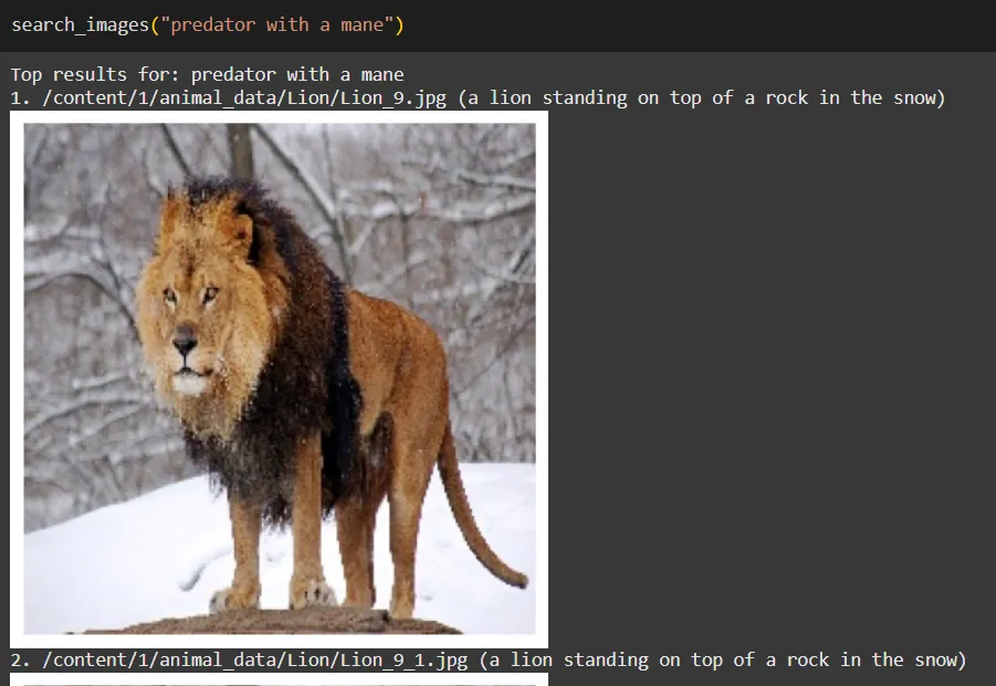 Predator with a mane search