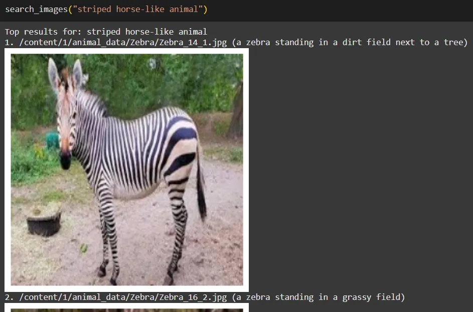 Striped horse-like animal search