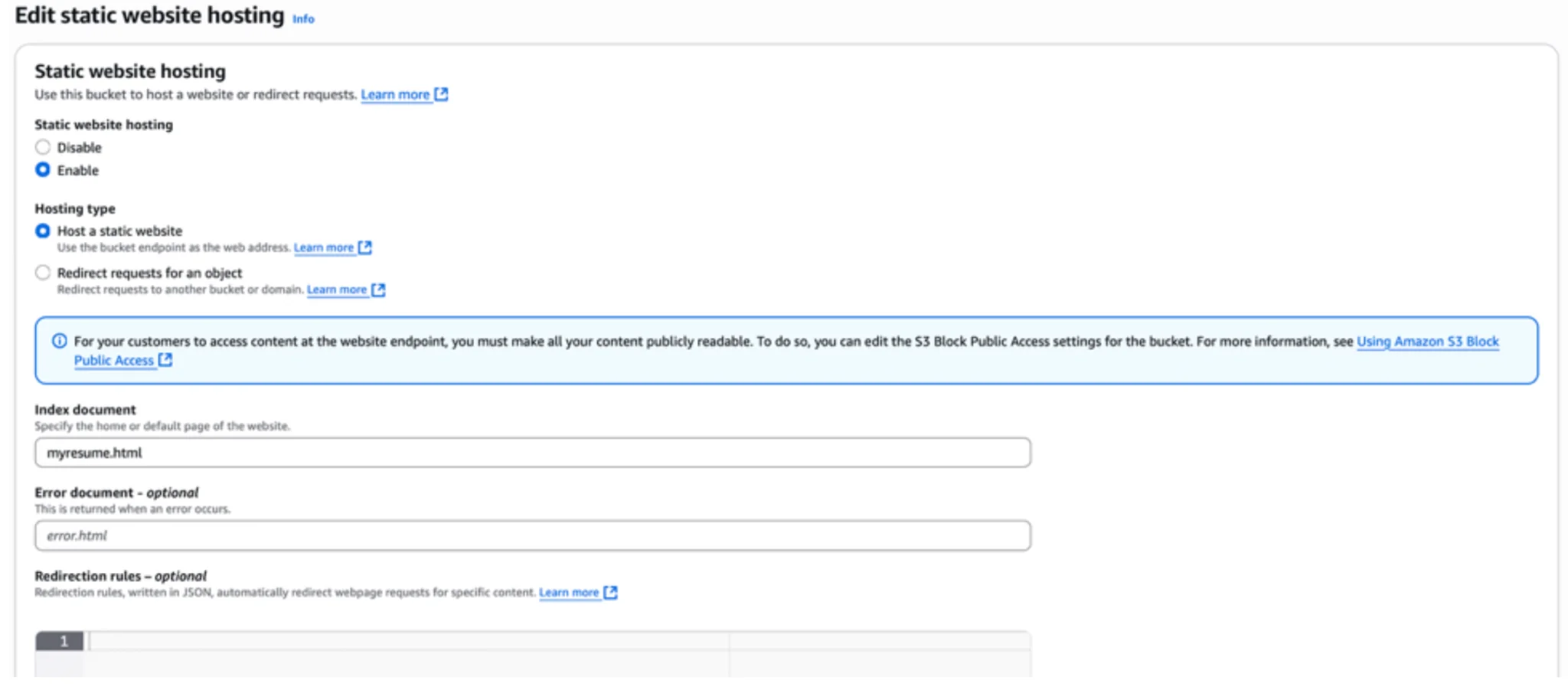 AWS Static website hosting - Resume website