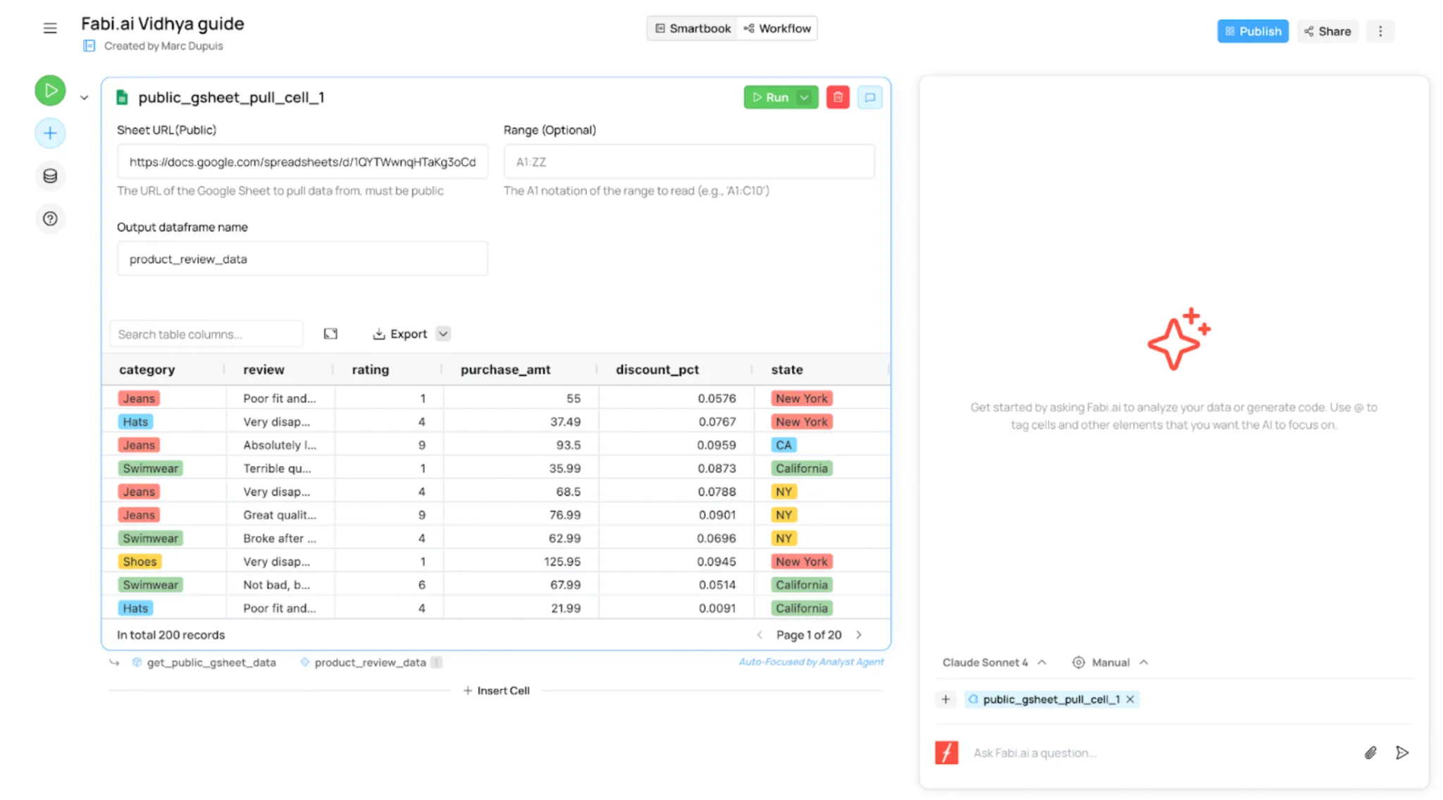 Fabi.ai sentiment data analysis