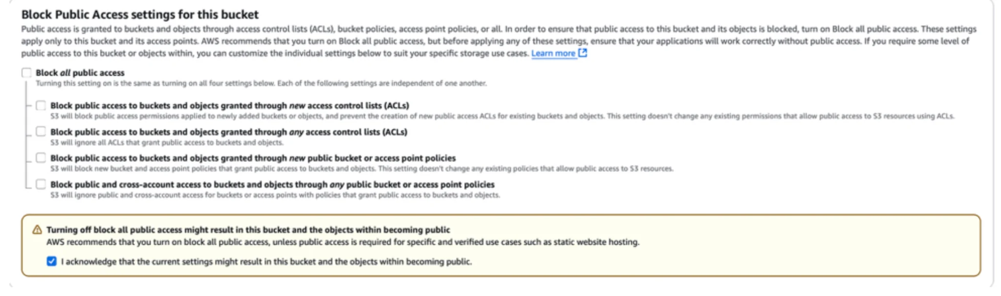 Block Public Access