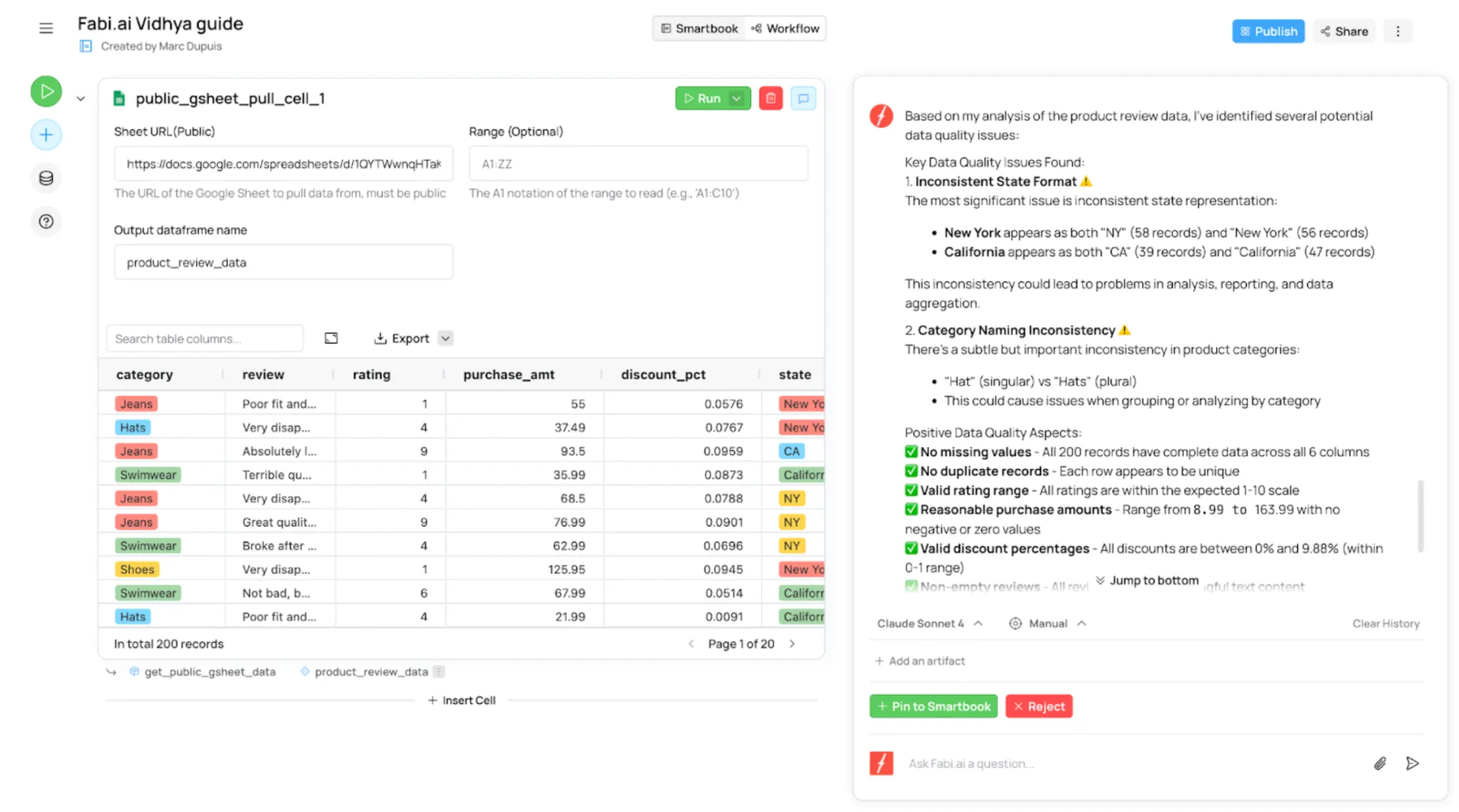 Fabi.ai sentiment data analysis