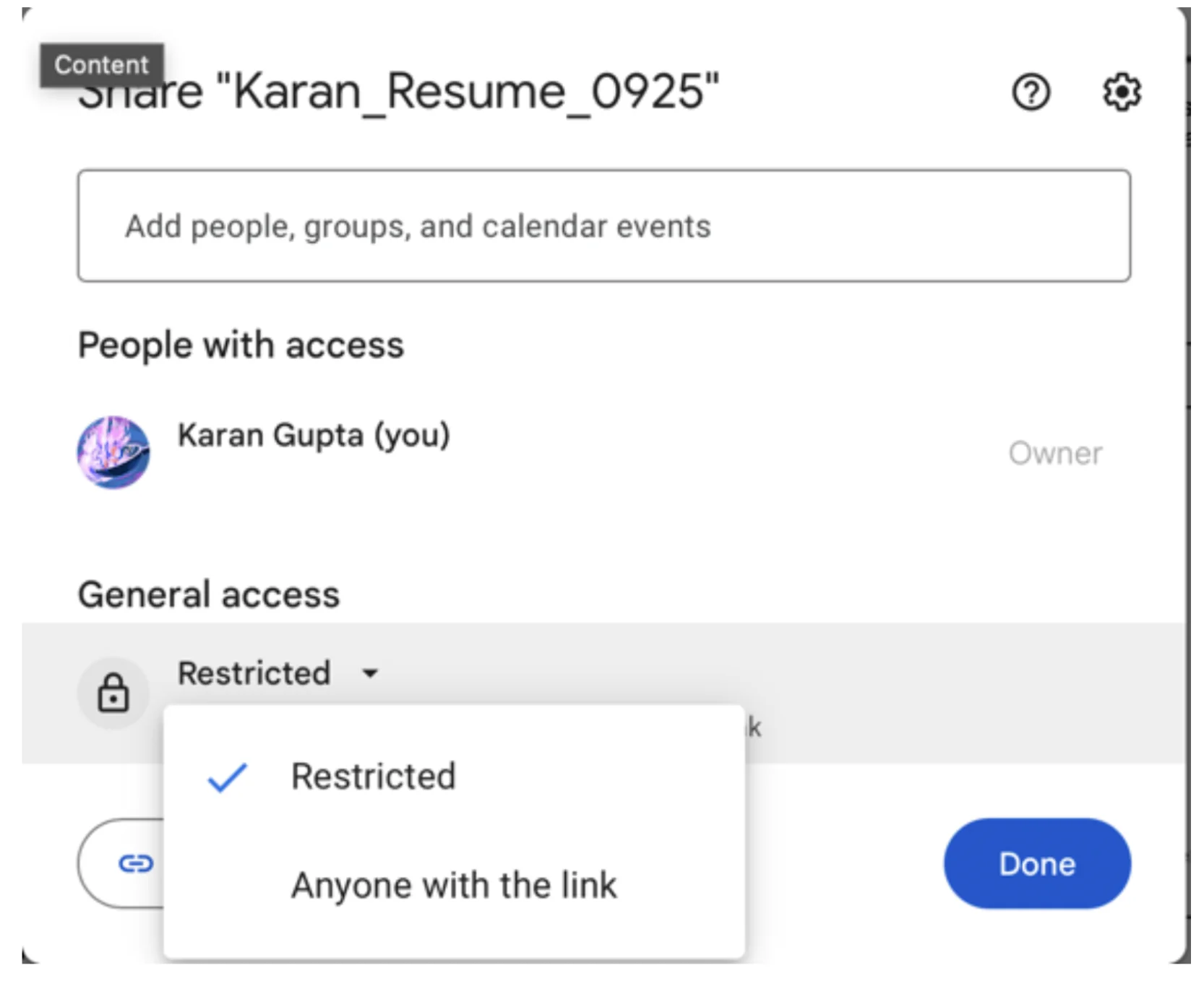Google Docs file access