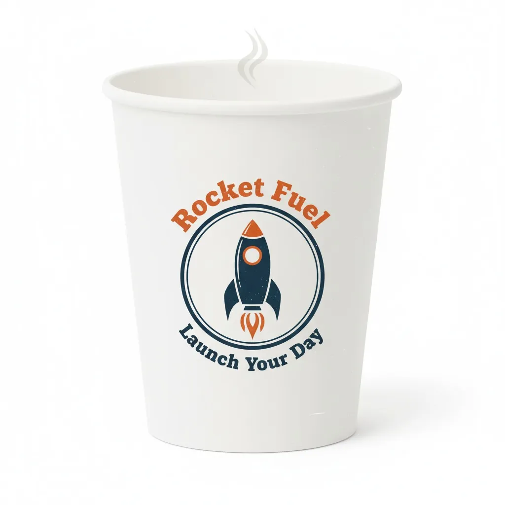 A cup containing the logo