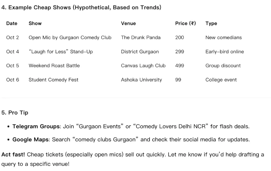 Agentic Capabilities Output