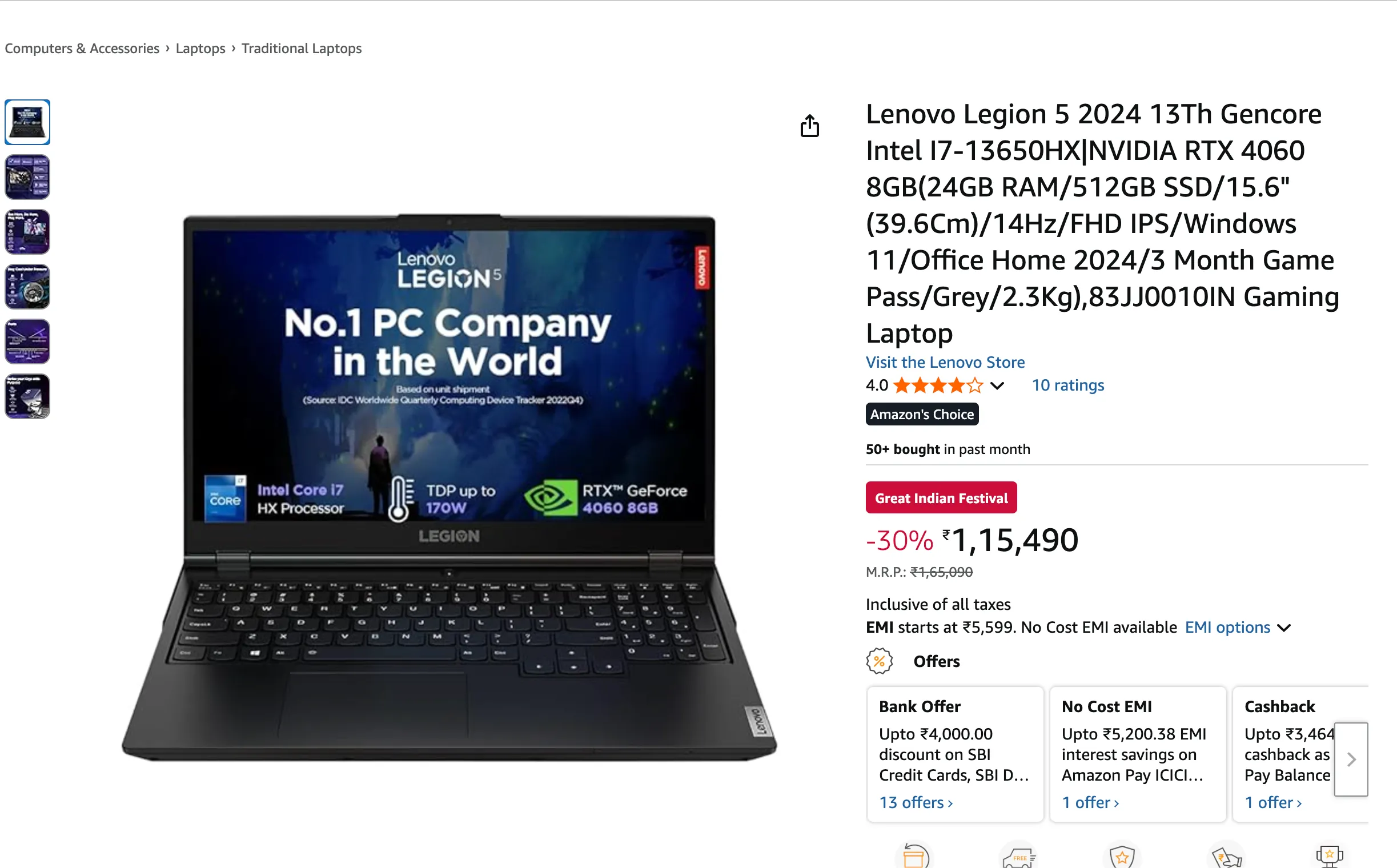 Lenovo Legion 5 2024 13th Gen | Best Laptops for AI Engineers and Developers