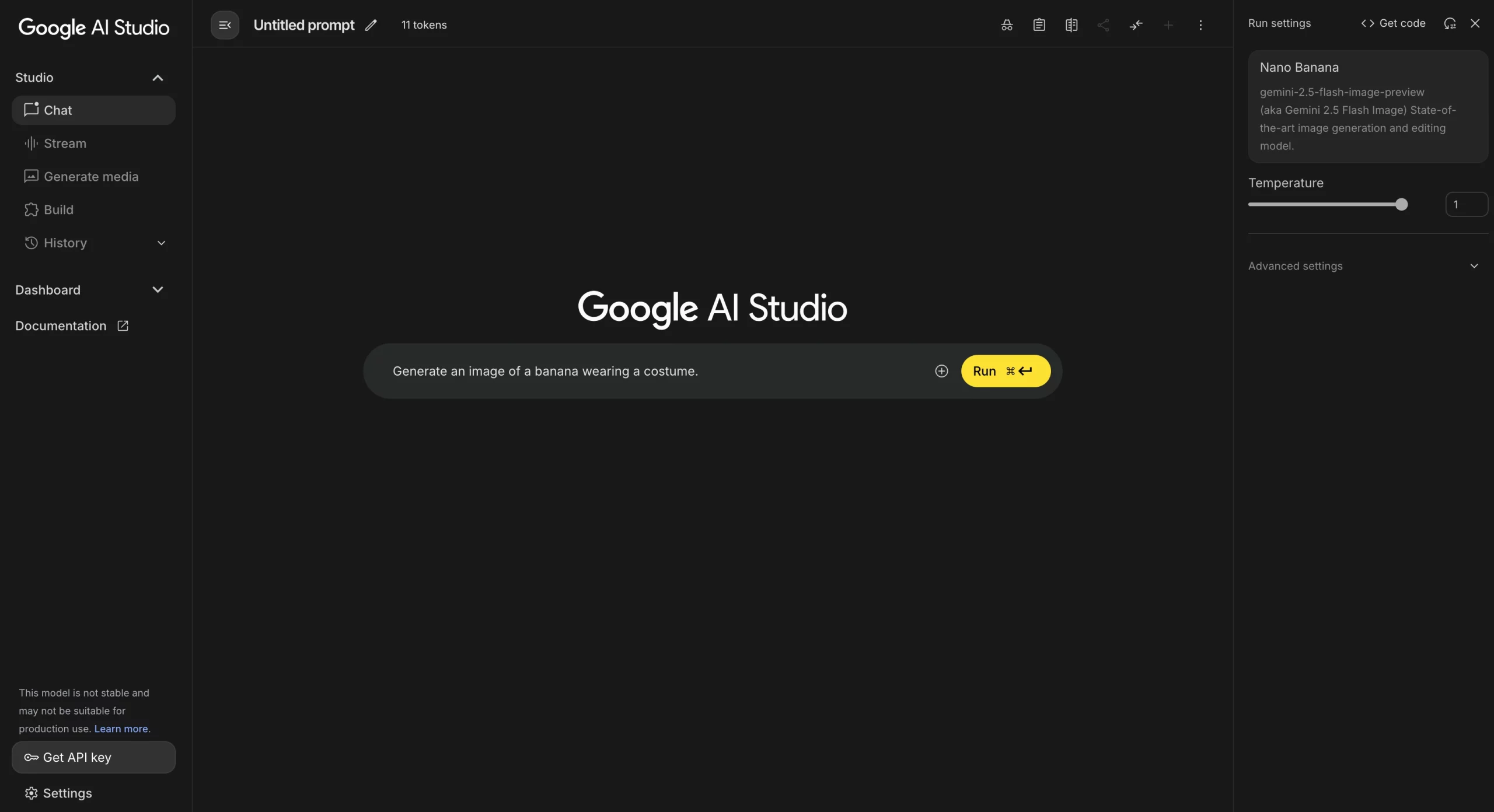 Nano Banana on Google AI Studio