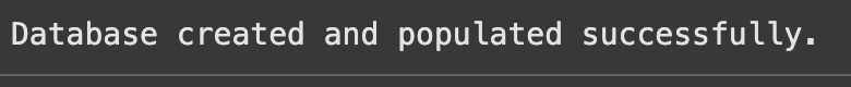 Database created successfully