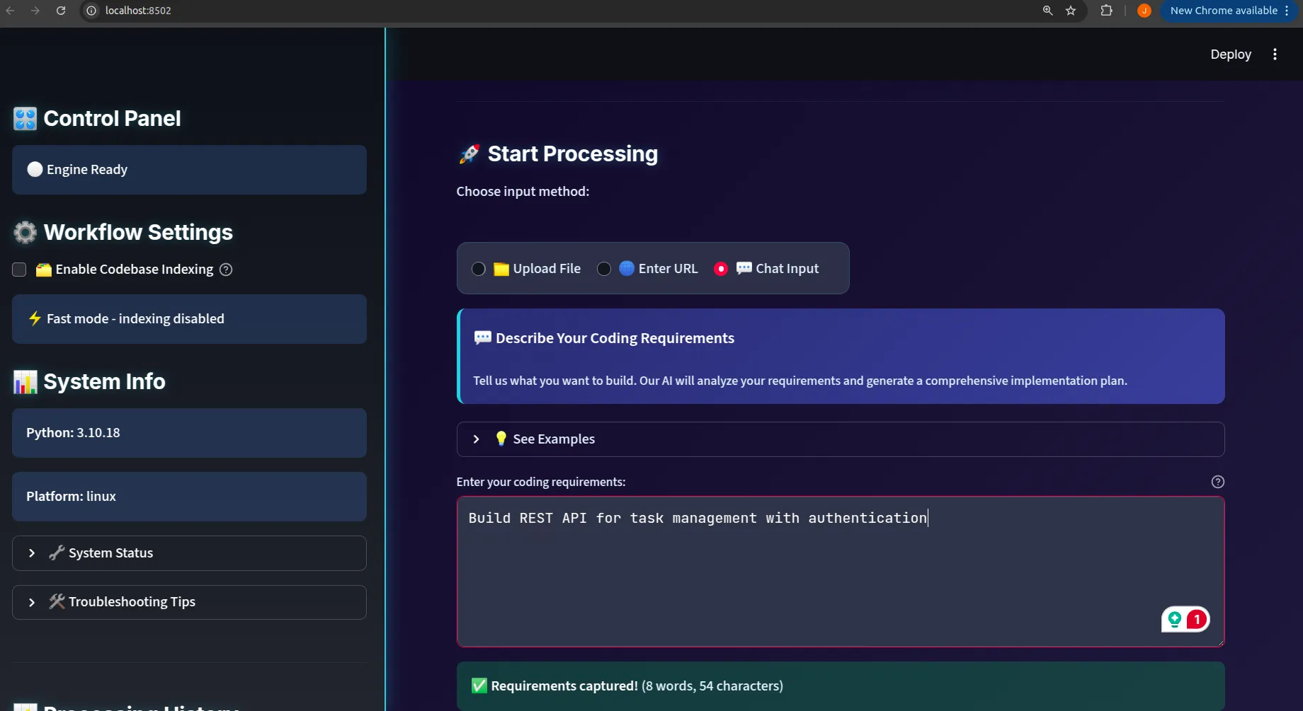 Providing coding requirements
